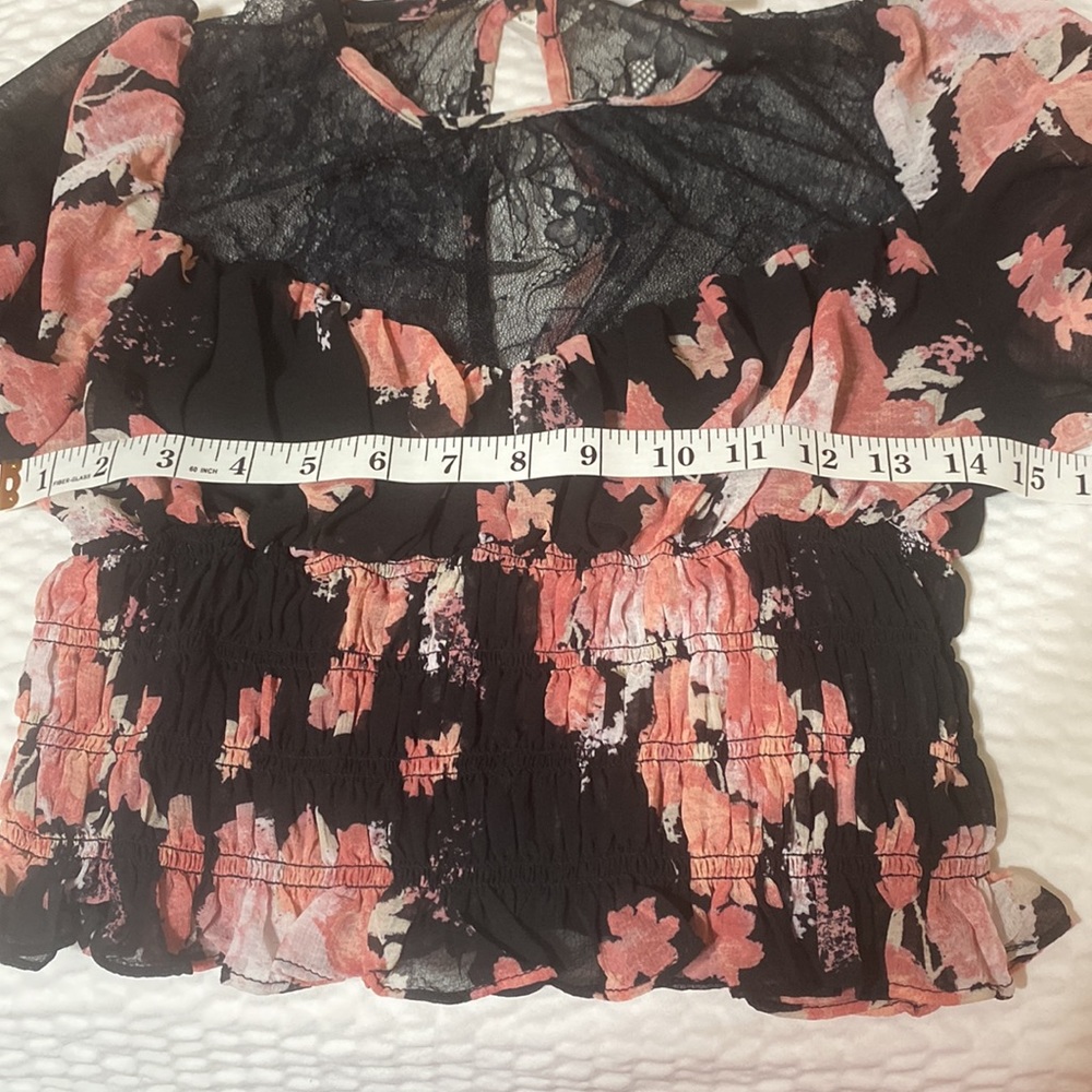 NWT- Free People Pink and black Colorful flowers add a touch of everyday romance - Picture 7 of 10